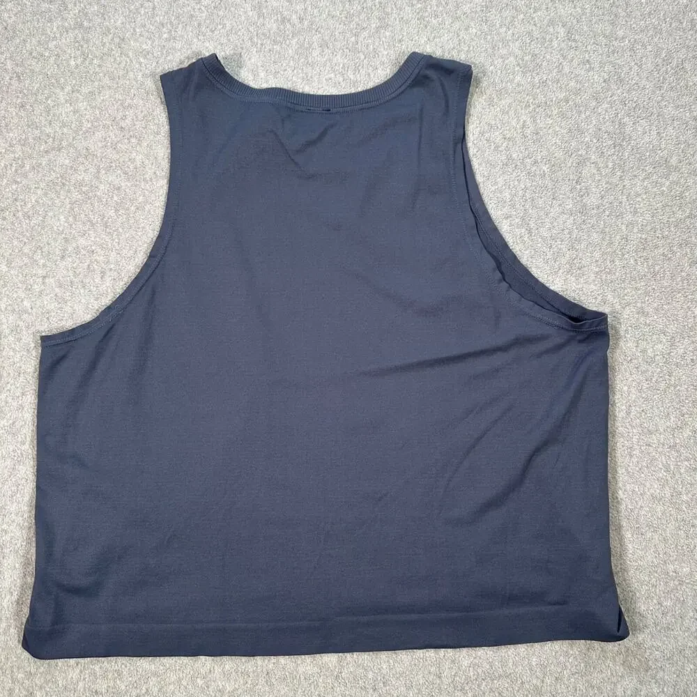 Avocado Seamless Cropped Muscle Tank Blue Women's Large *No Size Tag* Gym Active - Picture 7 of 8